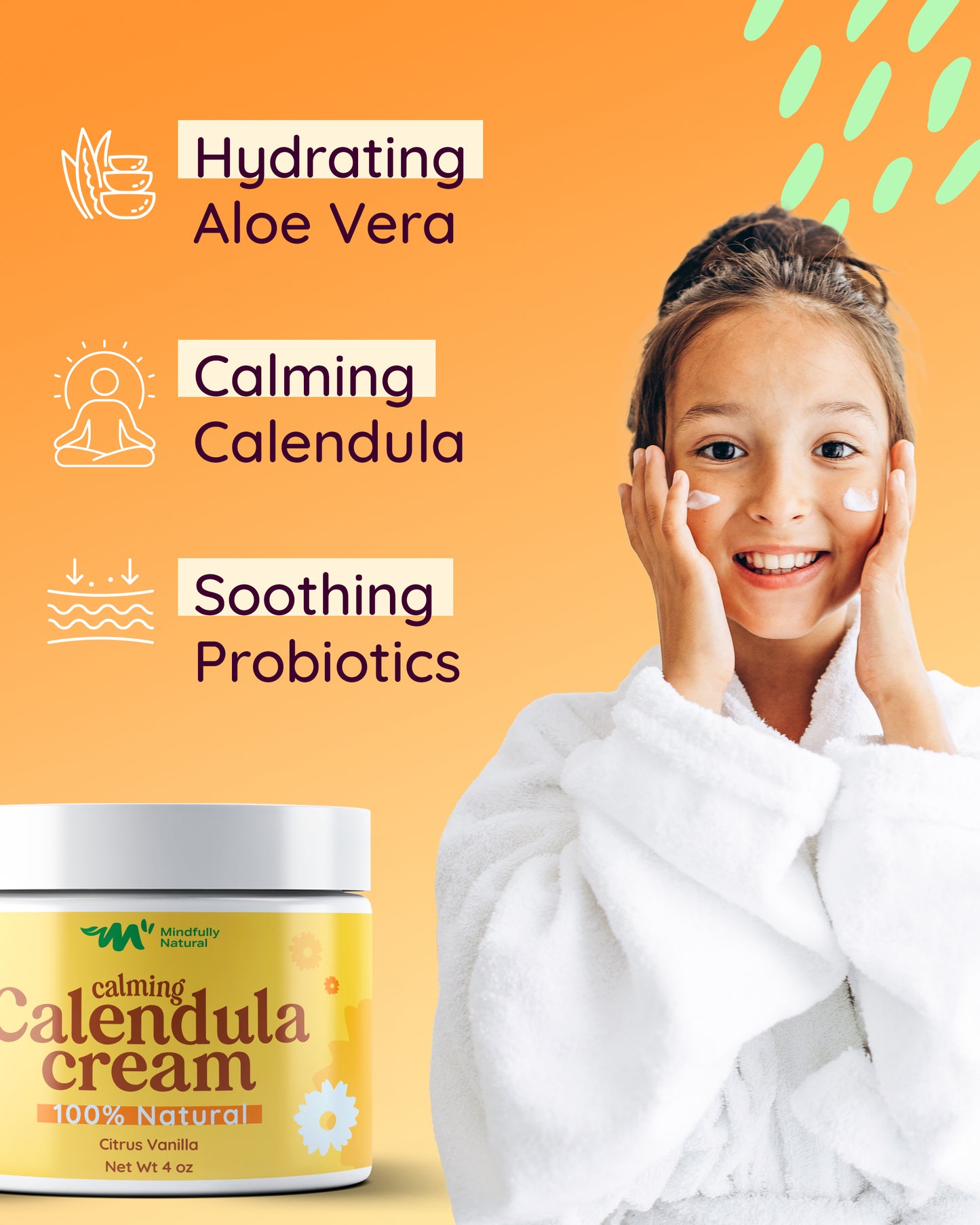 Calming Calendula Cream - Lightly Scented Citrus Vanilla